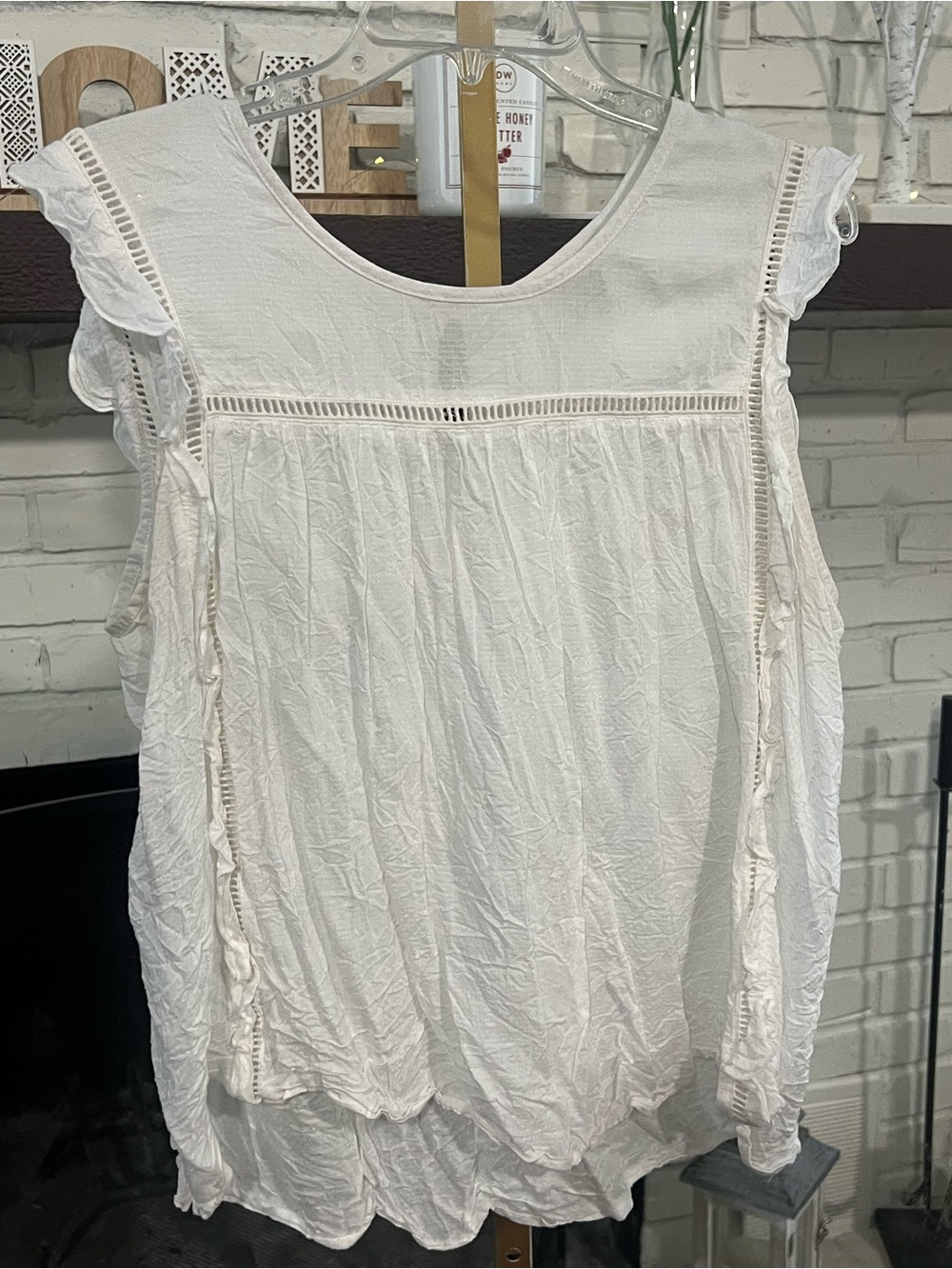 Ariat White Lace-Trim Cotton Sleeveless Camisole